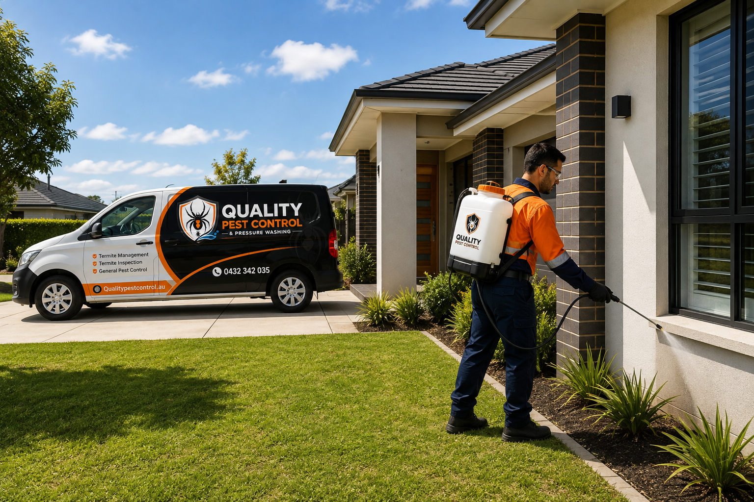Quality Pest Control technician servicing a Sydney home